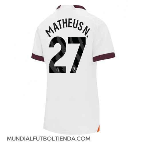 Camiseta Manchester City Matheus Nunes #27 Segunda Equipación Replica 2023-24 para mujer mangas cortas
